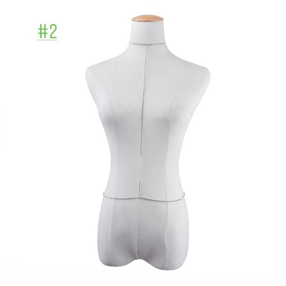 Charm Silver Body Chain Crystal Rhinestone Harness - Picture 9 of 12